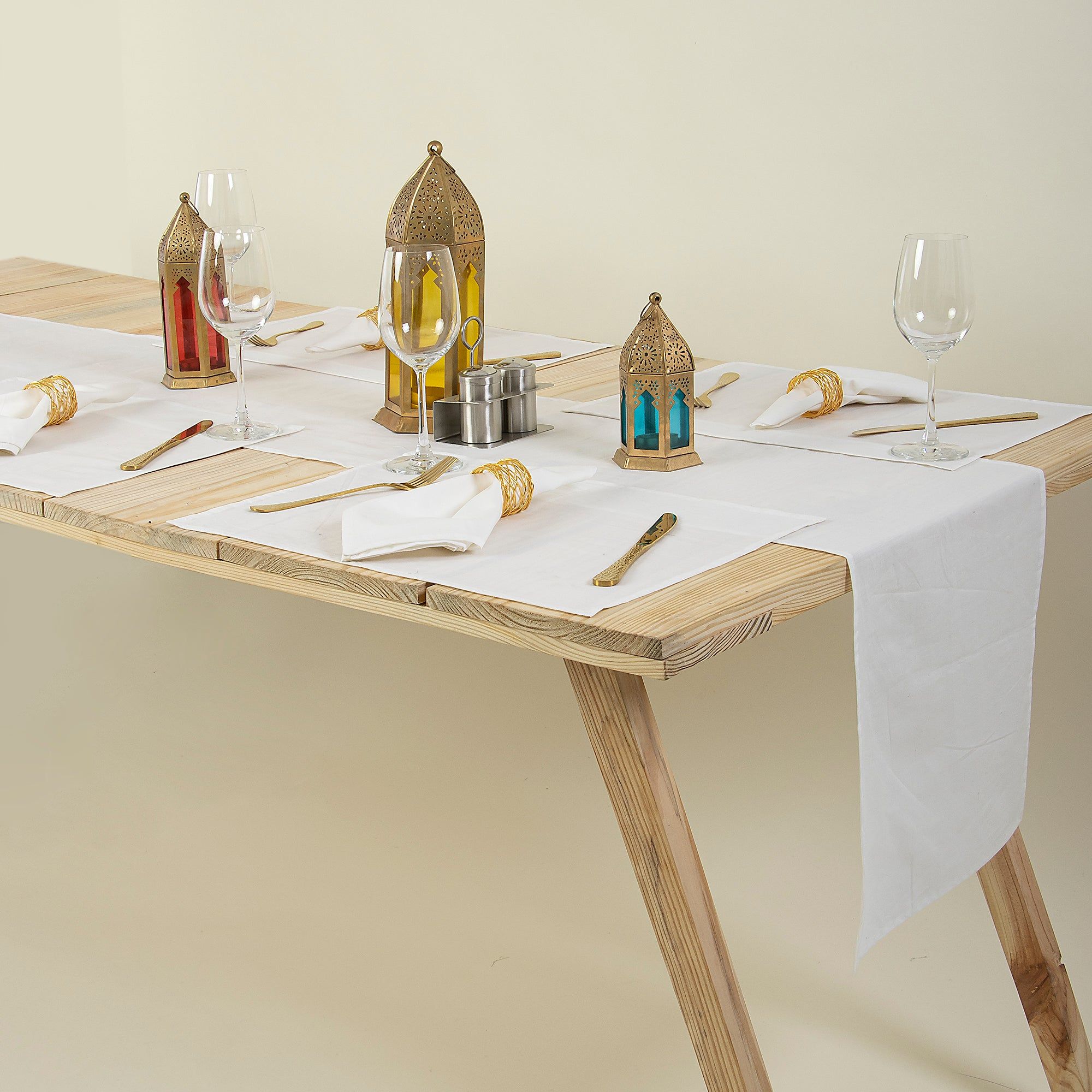Solid White Pure Cotton Table Runner